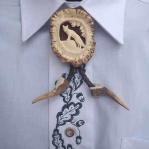 Poľovnícka kravata Bolo- Líška - ručná práca