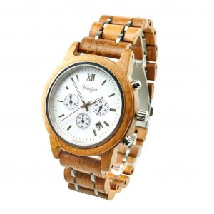 Barrique Chronograf Blanc drevené hodinky